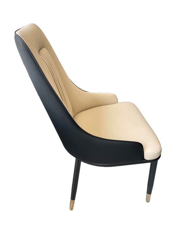 Modern dining set with 4 chairs and a black artificial marble table with golden accents. - Al Rugaib Furniture