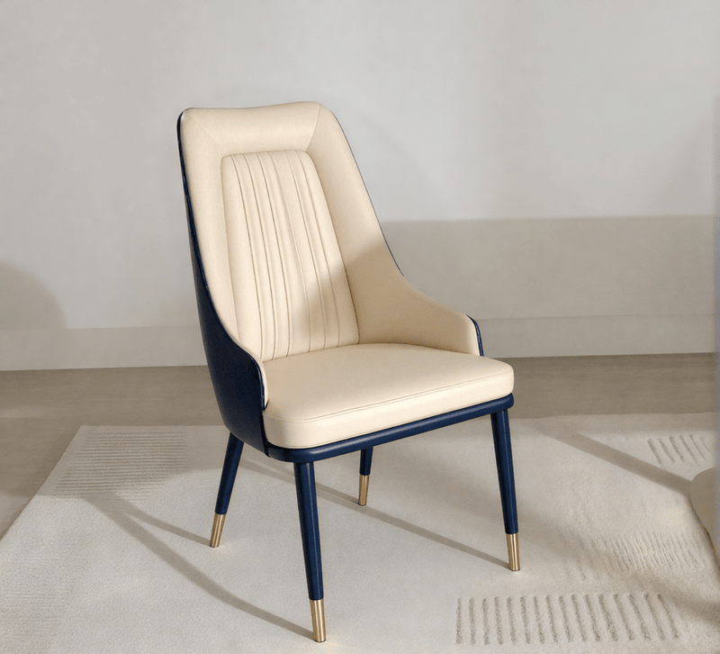 Modern dining table with 8 chairs and a black artificial marble top with golden accents. - Al Rugaib Furniture