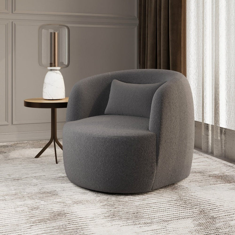 Modern Ergonomic Boucle Arm Chair - 80x85x85 cm - By Alhome - Al Rugaib Furniture