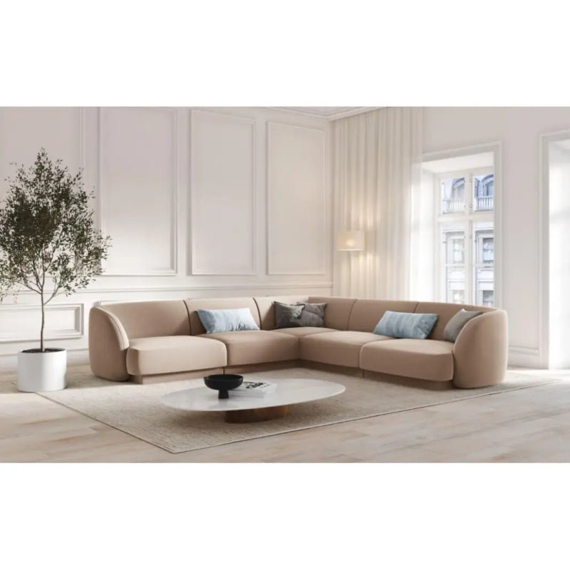 Modern Ergonomic Velvet L-Shape Sofa - 280x140x85x85 cm - By Alhome Sectionals| Alhome
