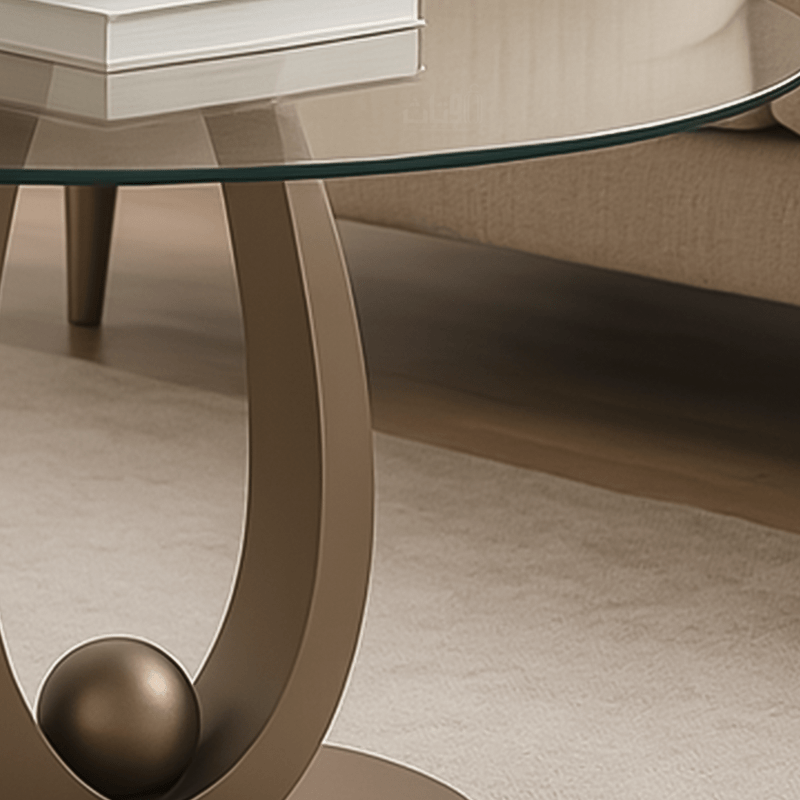 Modern Glass Table Collection – Geometric Bronze Design - Al Rugaib Furniture