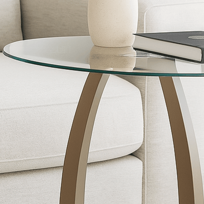 Modern Glass Table Collection – Geometric Bronze Design - Al Rugaib Furniture