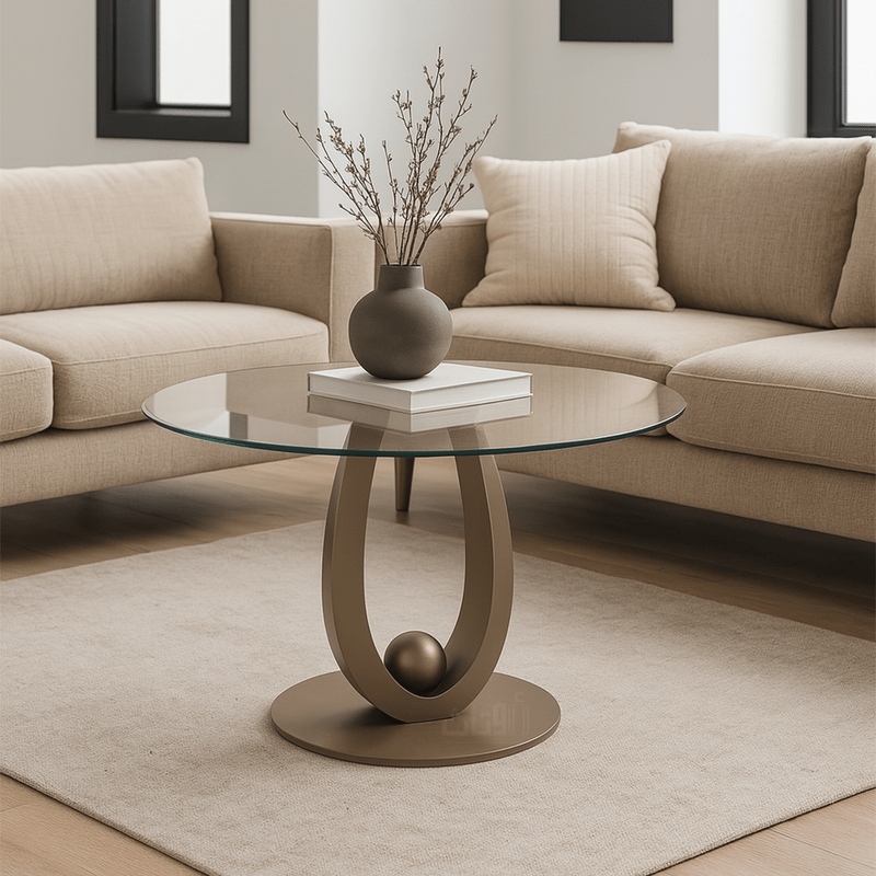 Modern Glass Table Collection – Geometric Bronze Design - Al Rugaib Furniture