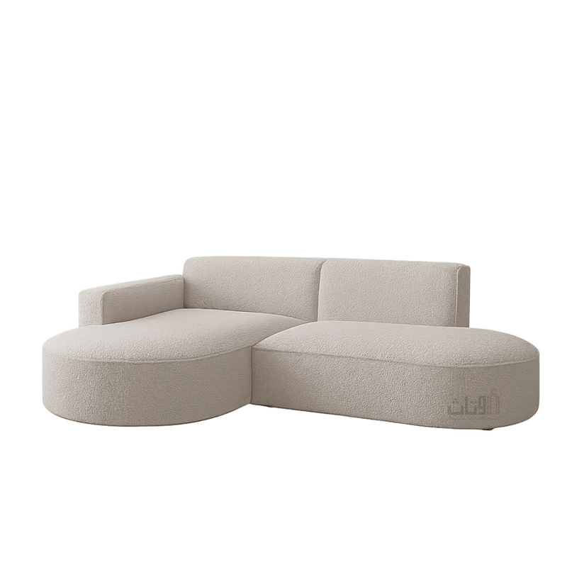 Modern L - Shaped Sofa with Sleek Curved Lines – off - white - Al Rugaib Furniture