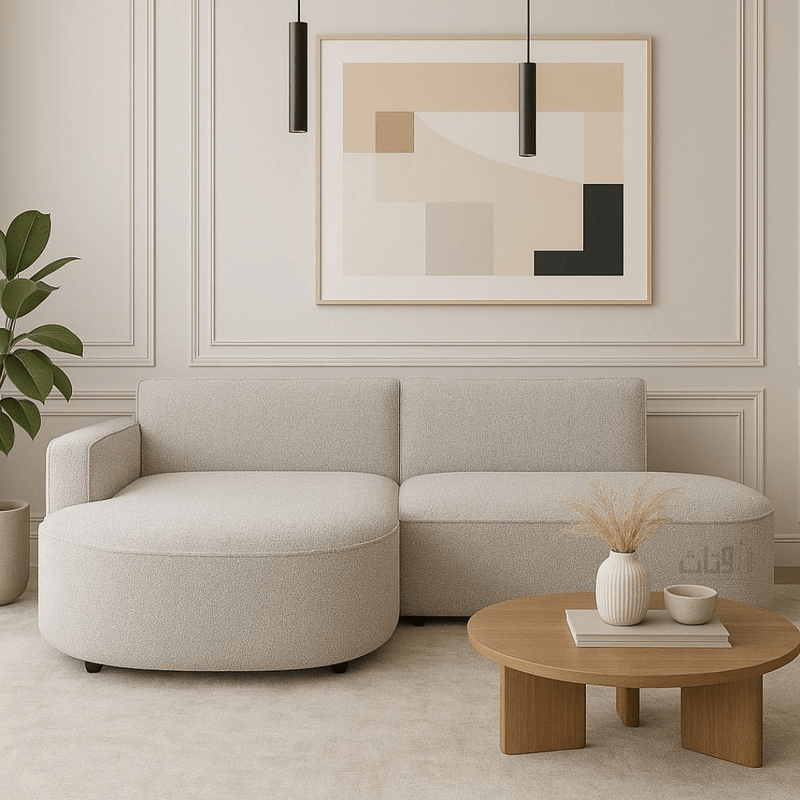 Modern L-Shaped Sofa with Sleek Curved Lines – off-white Corner Sofas| Otath