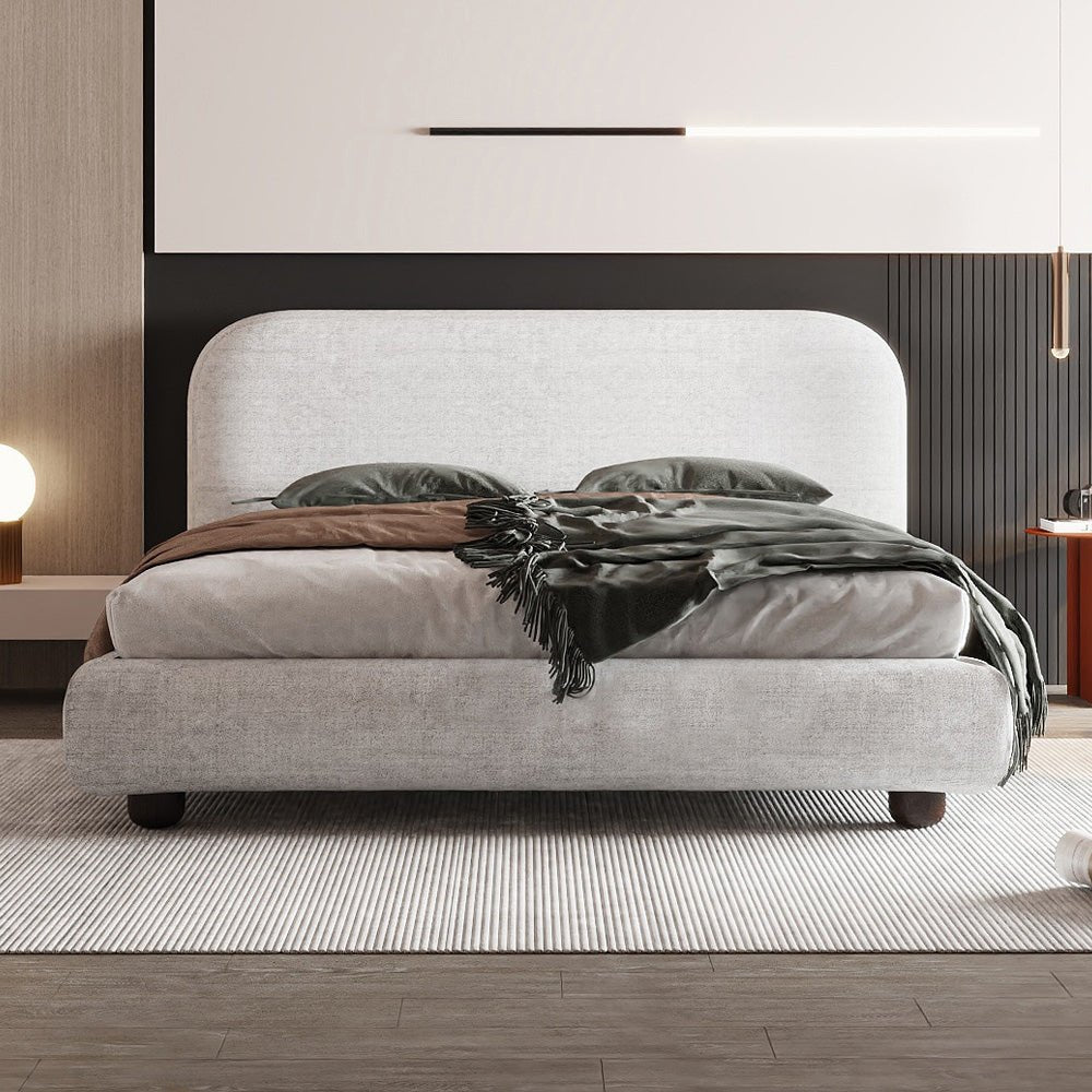 Modern Off-White Chenille Bed by Alhome 200x200 Beds| Alhome