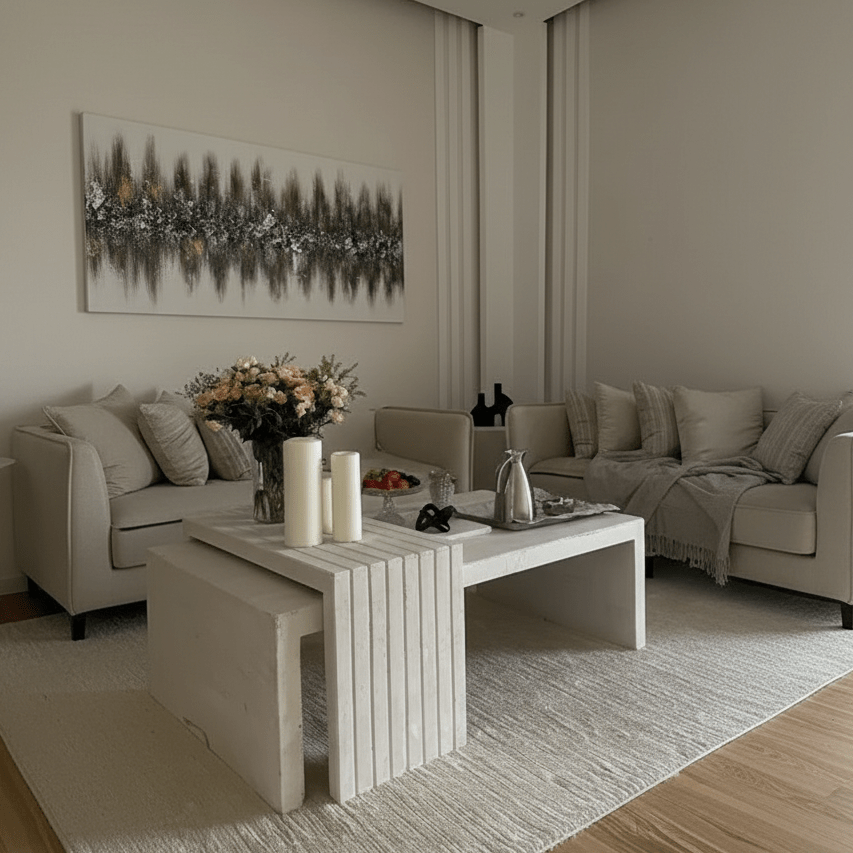 Modern Off-White Marble Center Table By Alhome Coffee Tables| Alhome