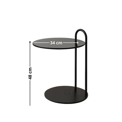 Modern Side Table with Black Glass Top and Matte Black Metal Frame - Al Rugaib Furniture