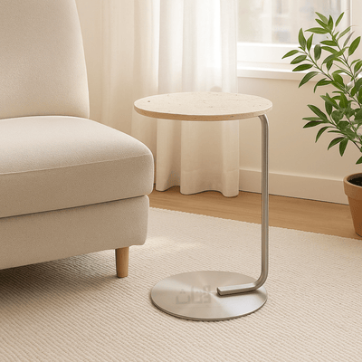 Modern Side Table with Travertine TOP - Al Rugaib Furniture