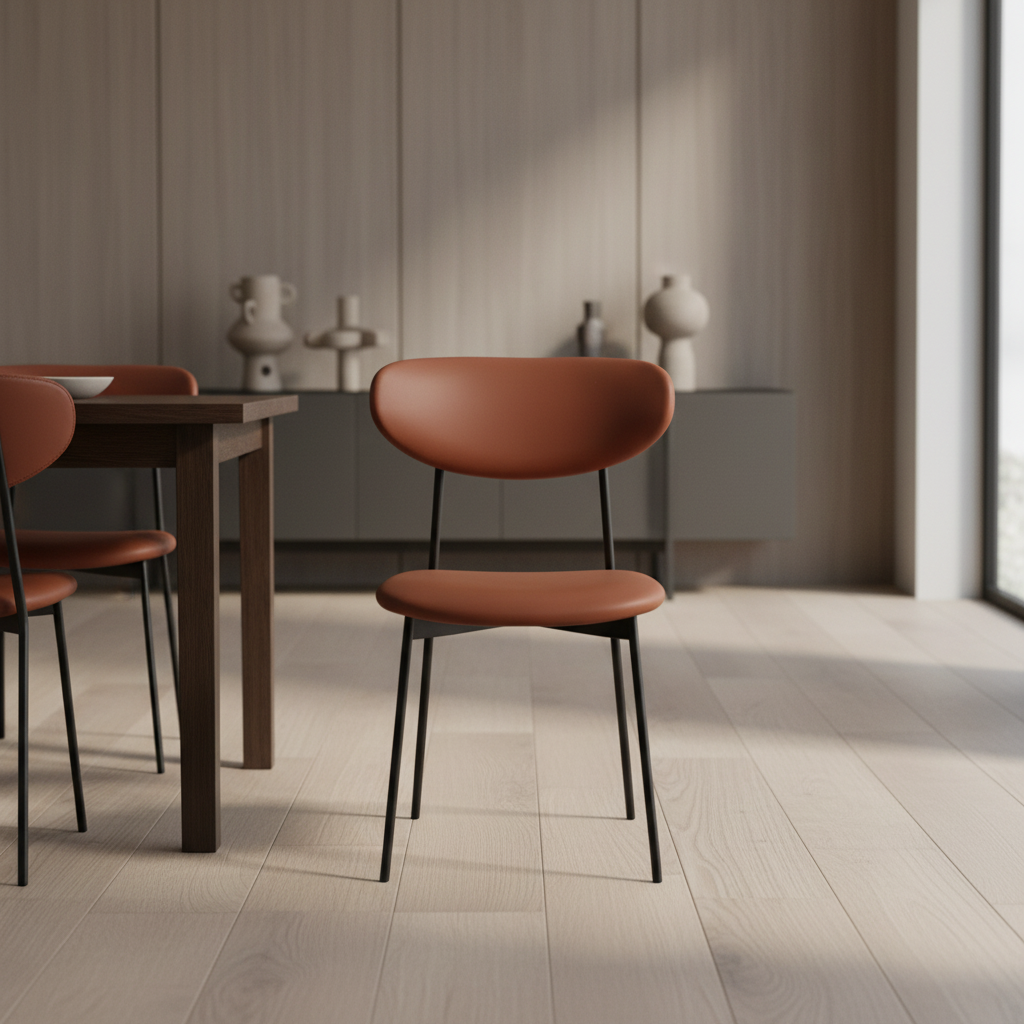 ModernSimplicity Brown PU and Black Leg Dining Chairs Dining Chairs| Roots Furniture
