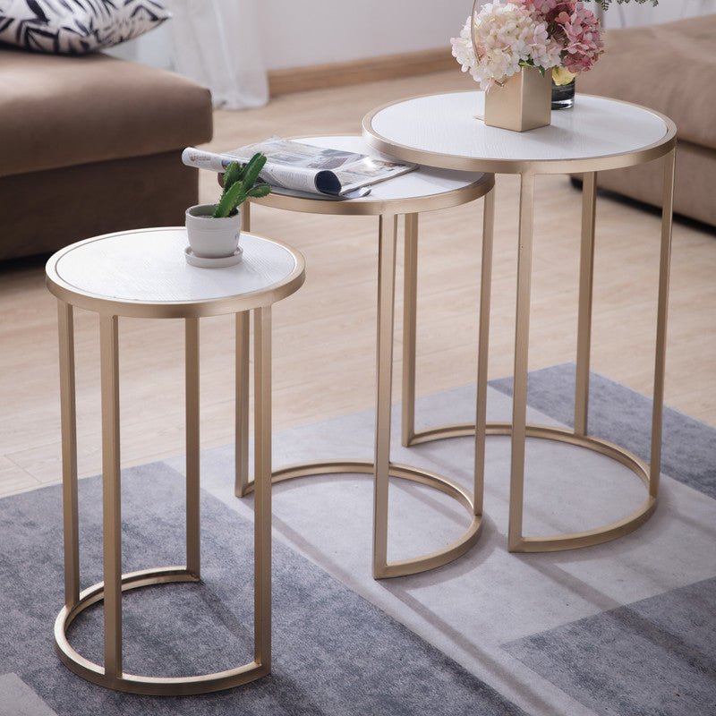 Moon Circle Side Table Set of 3 Accent & End Tables| Crestview