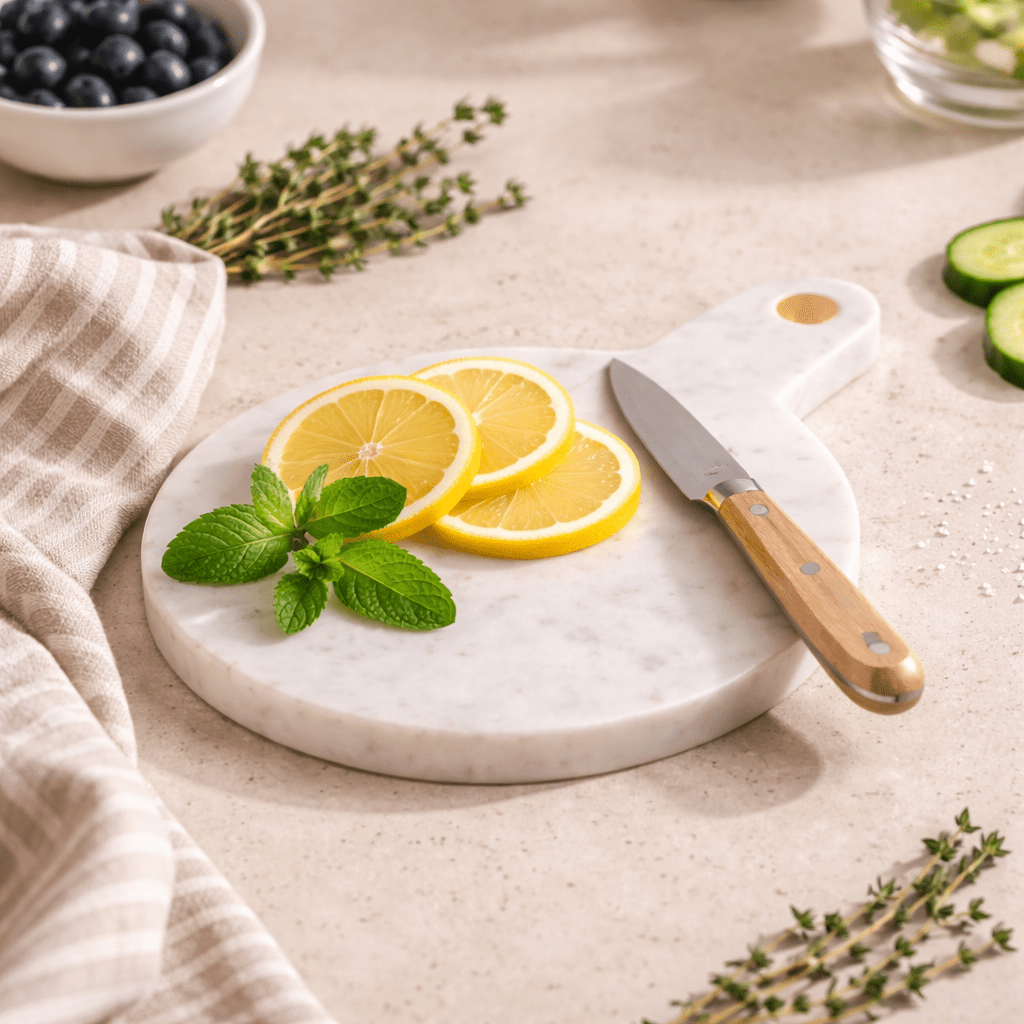 Moonshine Marble Chopping Board Candle Holders| Roots Furniture