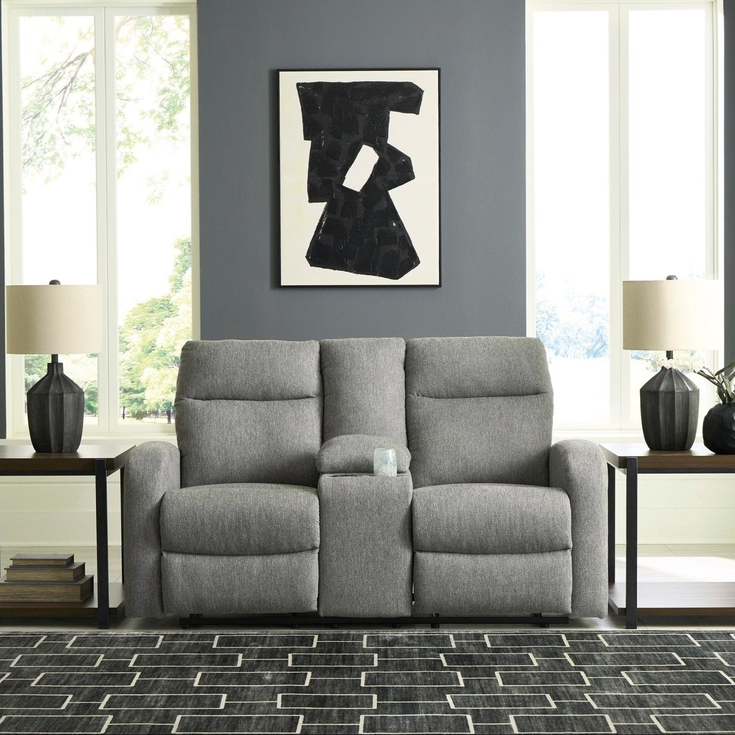 Moreau Place DBL Rec Loveseat w/Console Recliners| Ashley Homestore