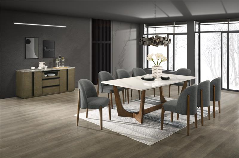 Morgans White Marble Dining Table 8 Seater SET Dining Tables| Roots Furniture