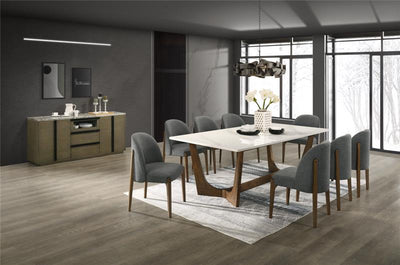 Morgans White Marble Dining Table 8 Seater SET - Al Rugaib Furniture