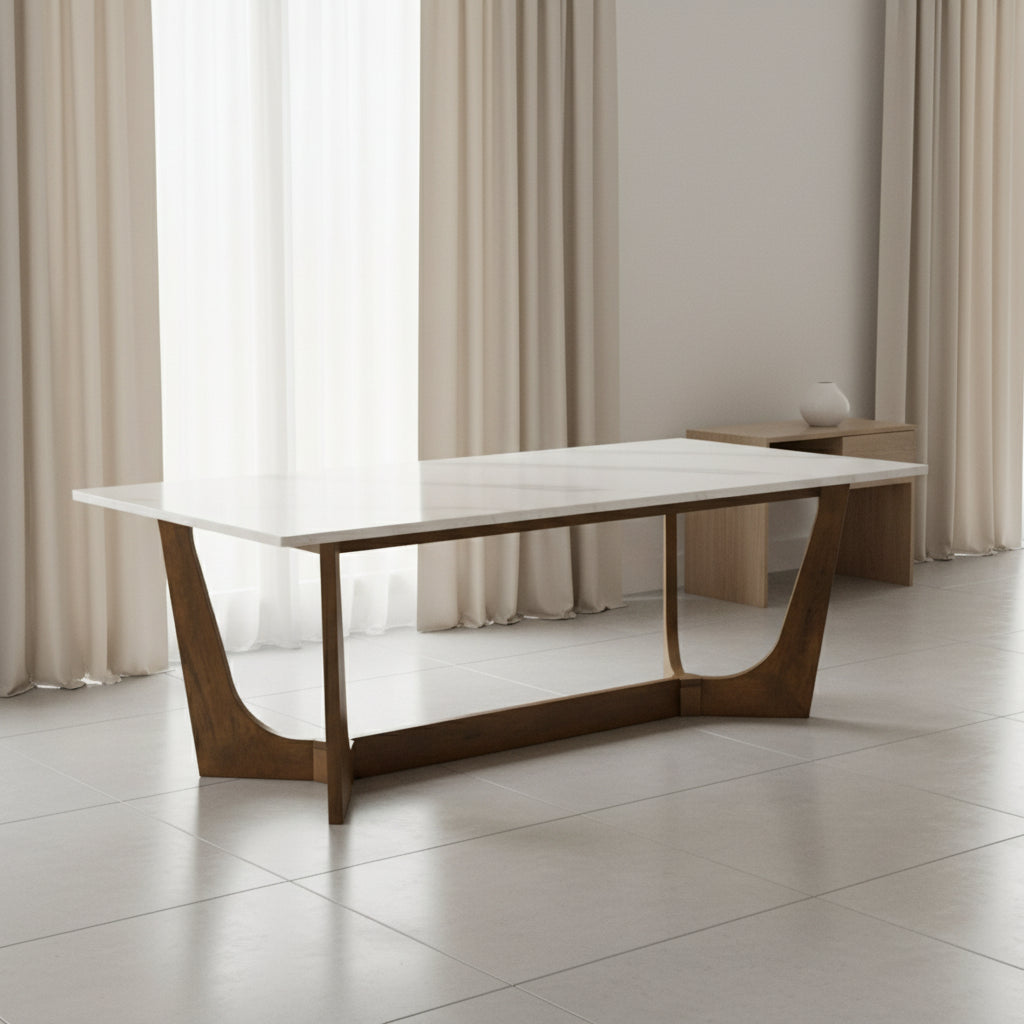Morgans White Marble Dining Table 8 Seater SET Dining Tables| Roots Furniture