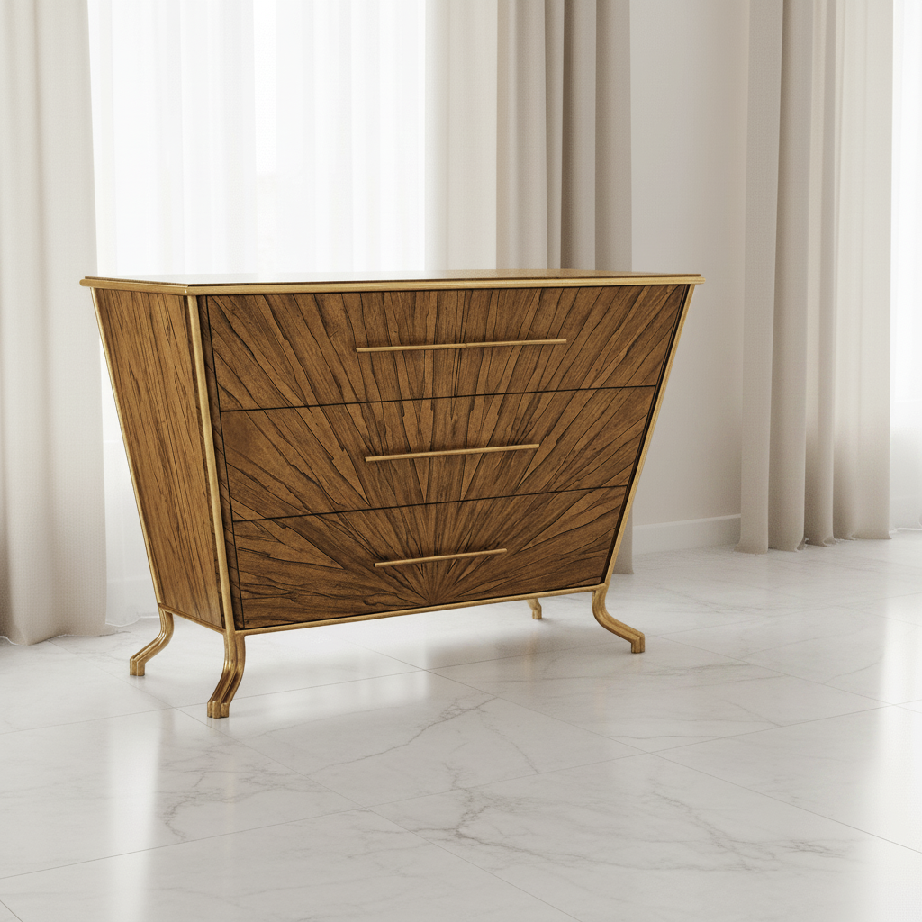 Moroccan Collection - Argentinian walnut veneered tapering chest of drawers Cabinets & Chests| Jonathan Charles