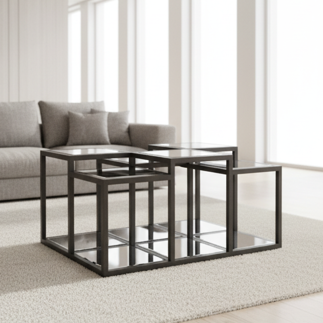 Multi Level Mirror Coffee Table Crestview