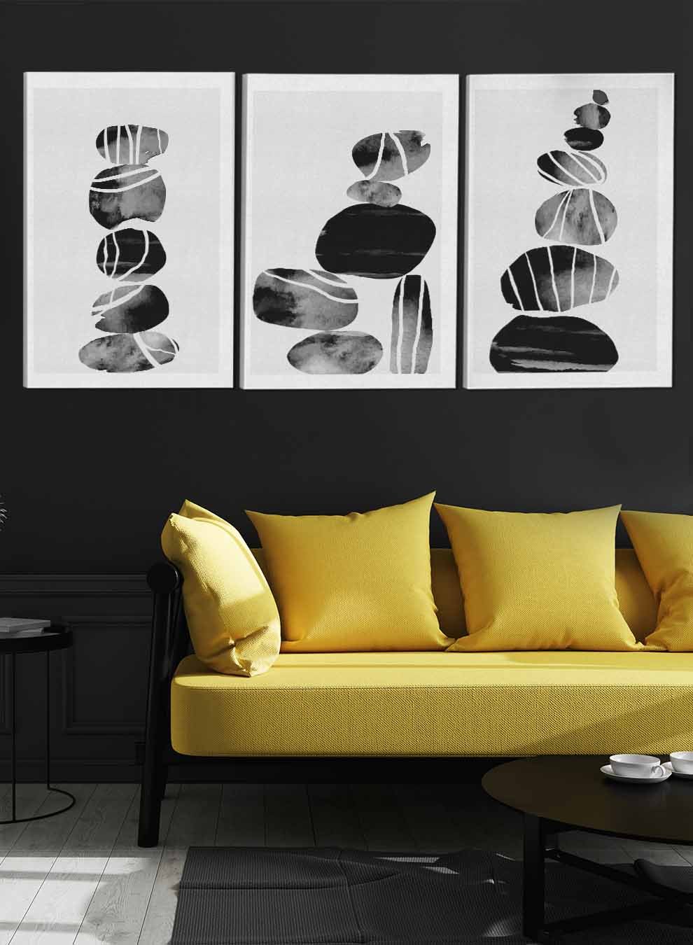 Multi Shapes Abstract Paintings(set of 3) Paintings & Pictures| LOWHA