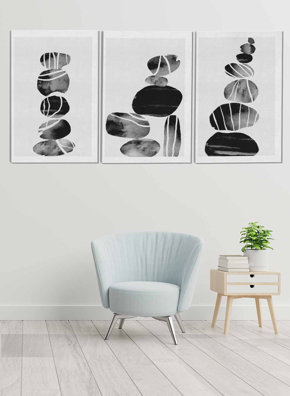 Multi Shapes Abstract Paintings(set of 3) Paintings & Pictures| LOWHA