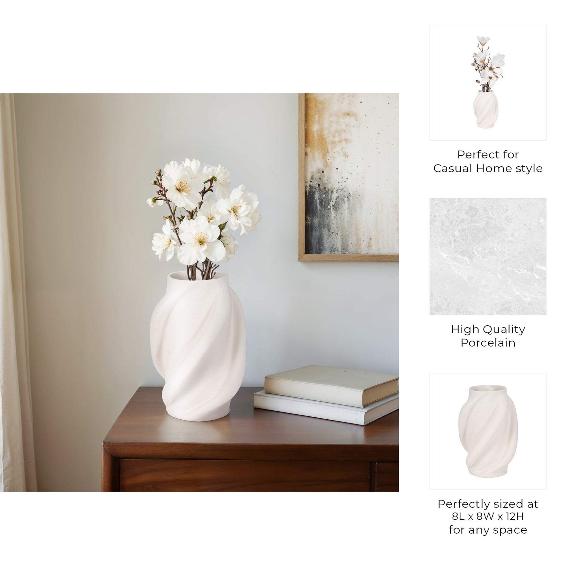 MURANO 3D PRINTED VASE, WHITE Vases and Jars| Sagebrook Home