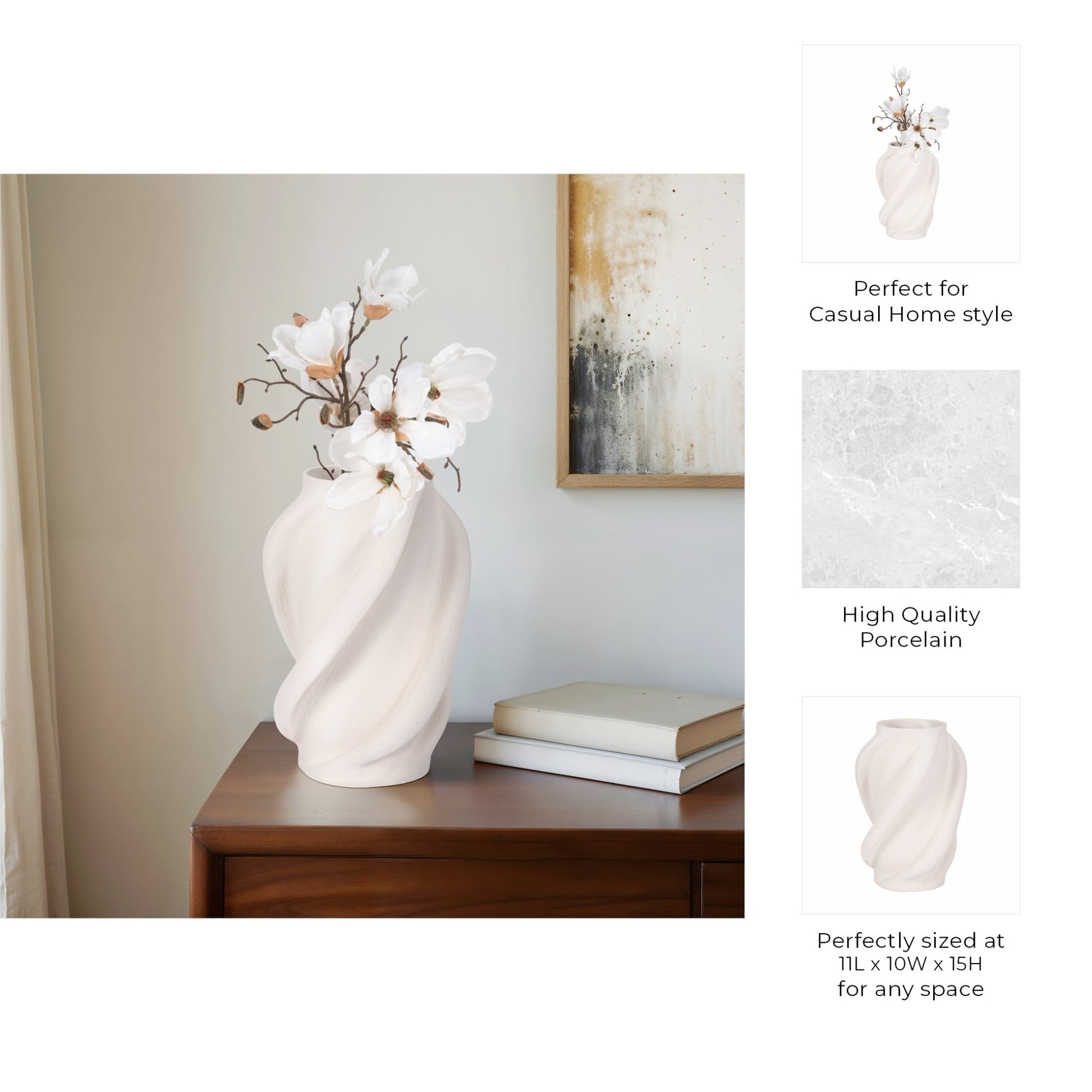 MURANO 3D PRINTED VASE, WHITE Vases and Jars| Sagebrook Home