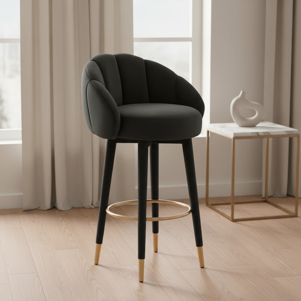 Myla Black Swivel Bar Stool Counter Stools| TOV
