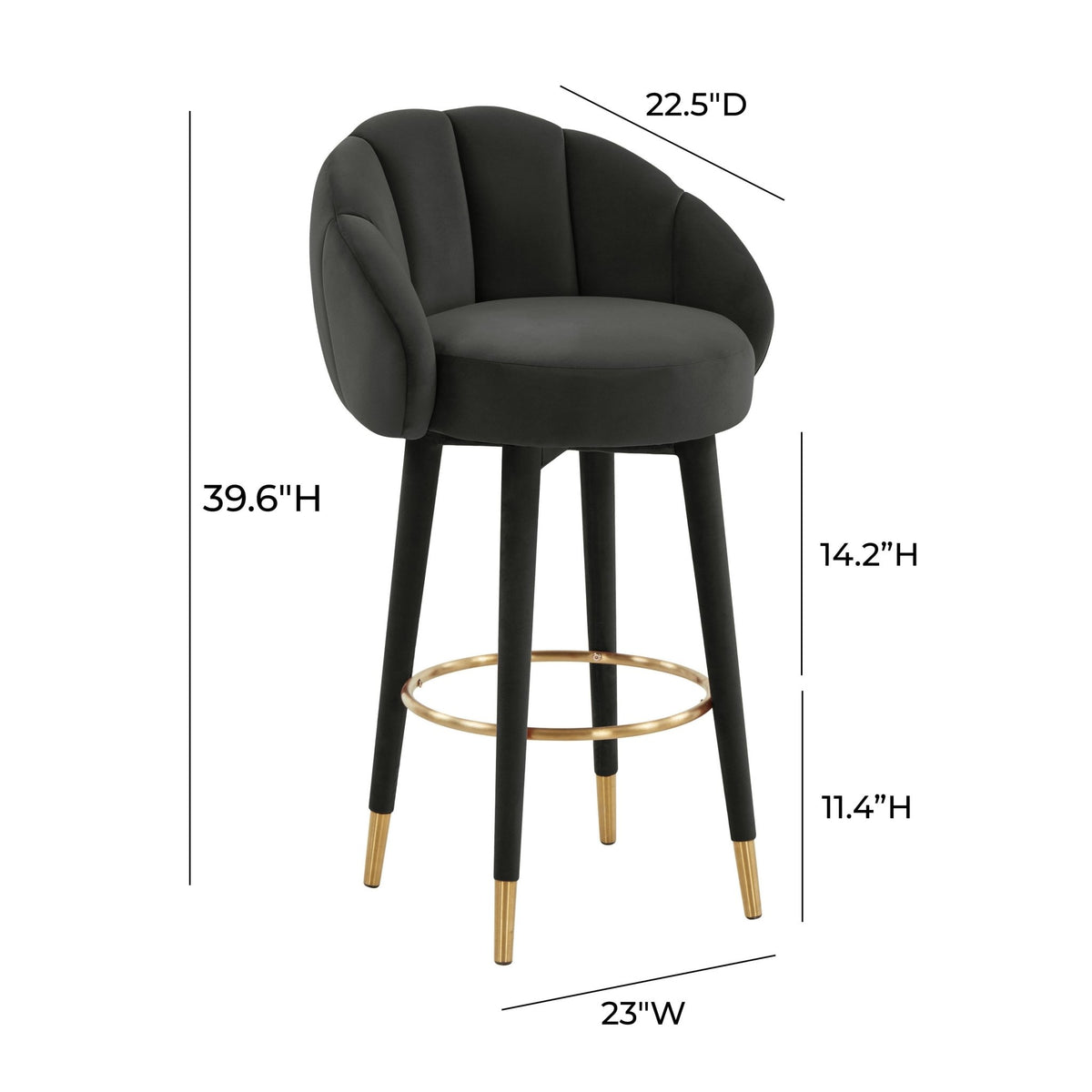 Myla Black Swivel Bar Stool Counter Stools| TOV