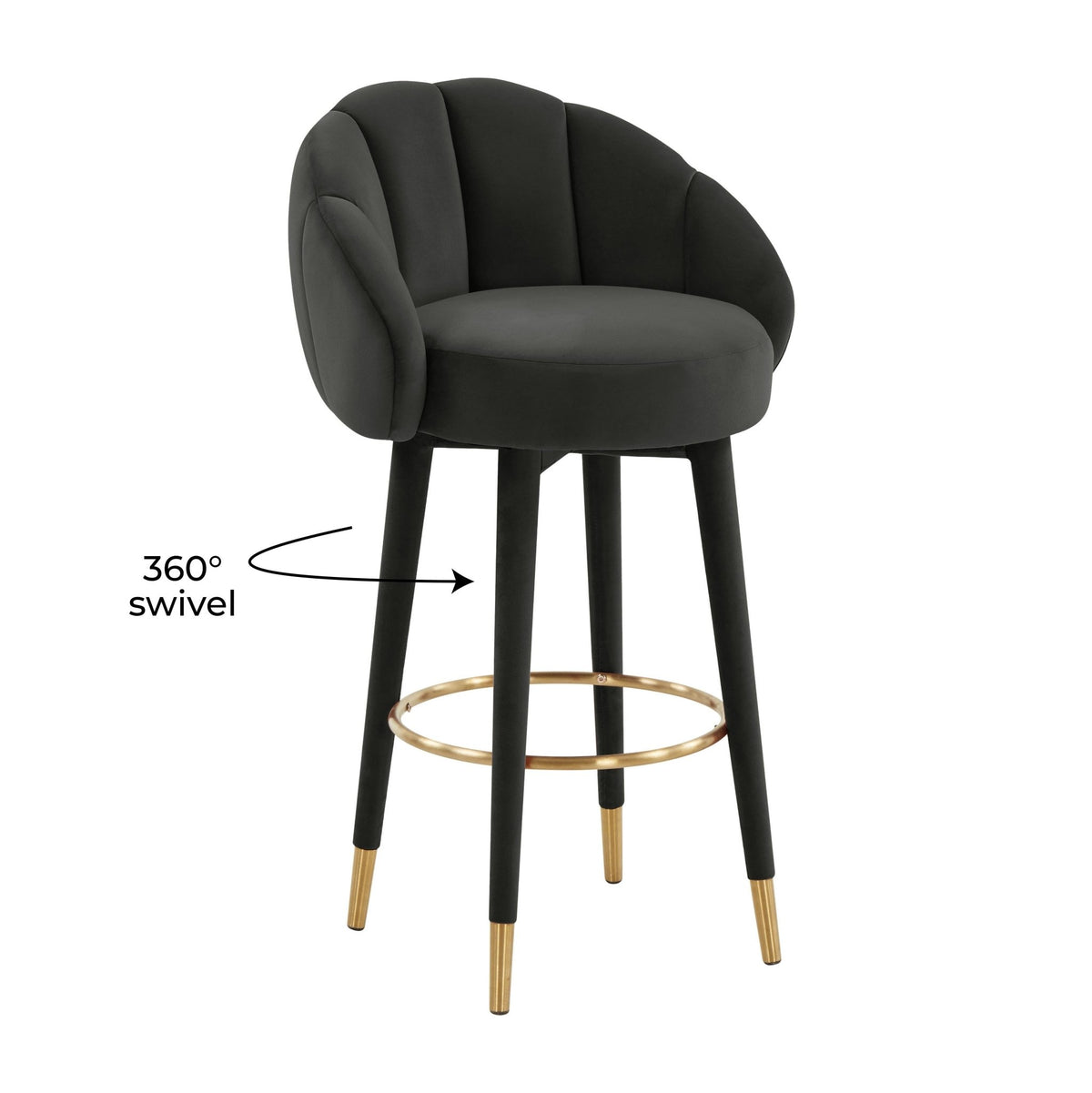 Myla Black Swivel Bar Stool Counter Stools| TOV
