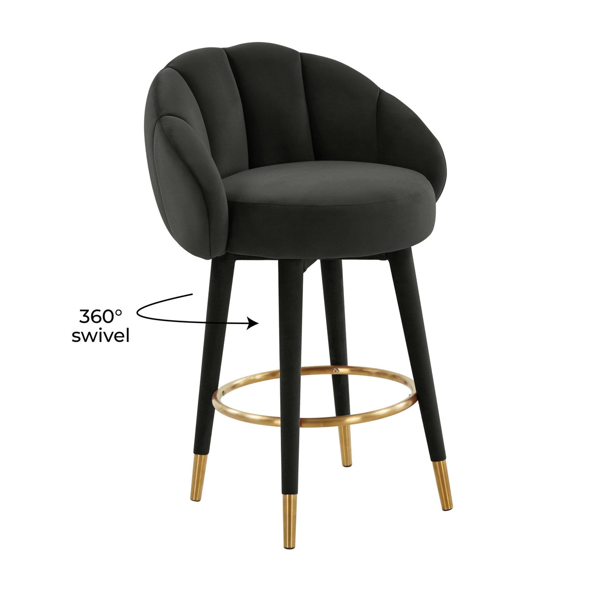 Myla Black Swivel Counter Stool Counter Stools| TOV