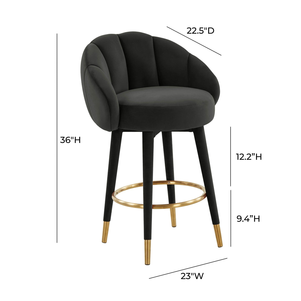 Myla Black Swivel Counter Stool Counter Stools| TOV