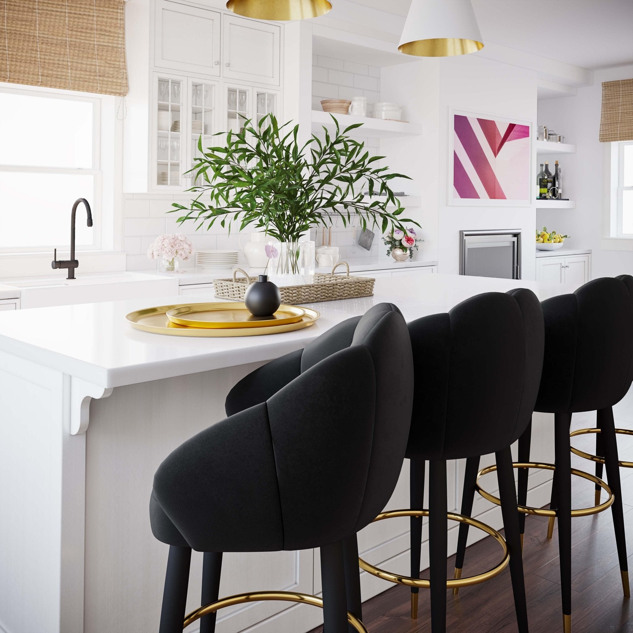 Myla Black Swivel Counter Stool Counter Stools| TOV