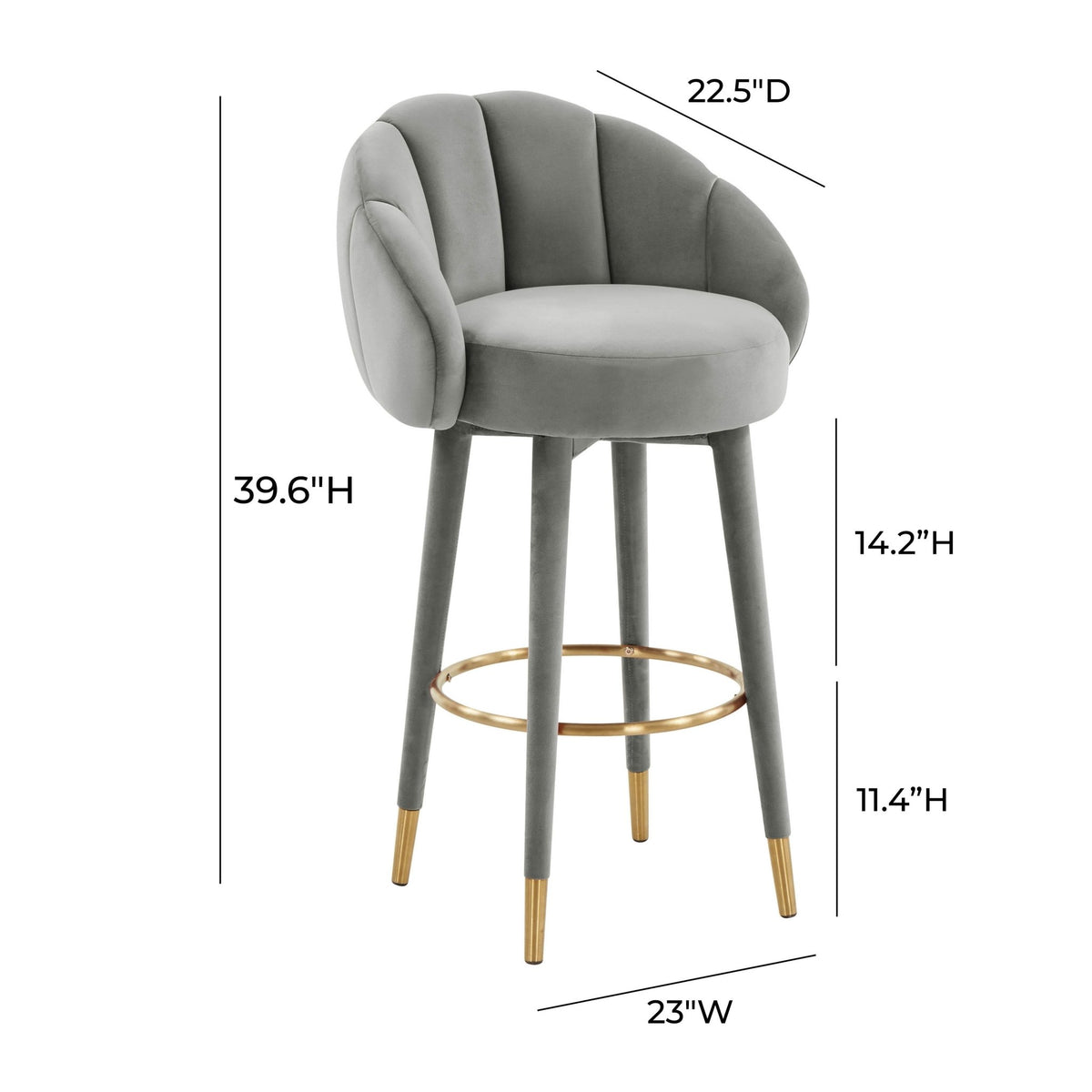 Myla Light Grey Swivel Bar Stool Counter Stools| TOV