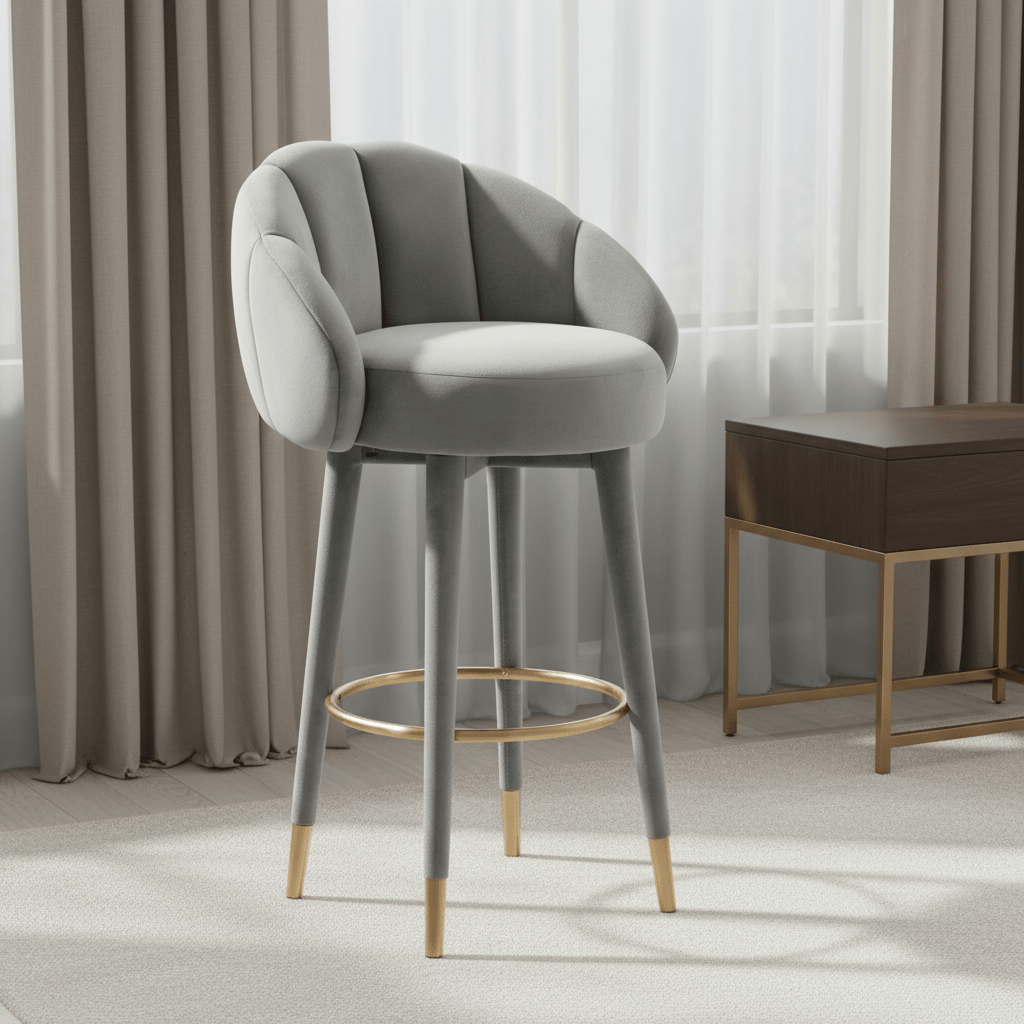 Myla Light Grey Swivel Bar Stool Counter Stools| TOV