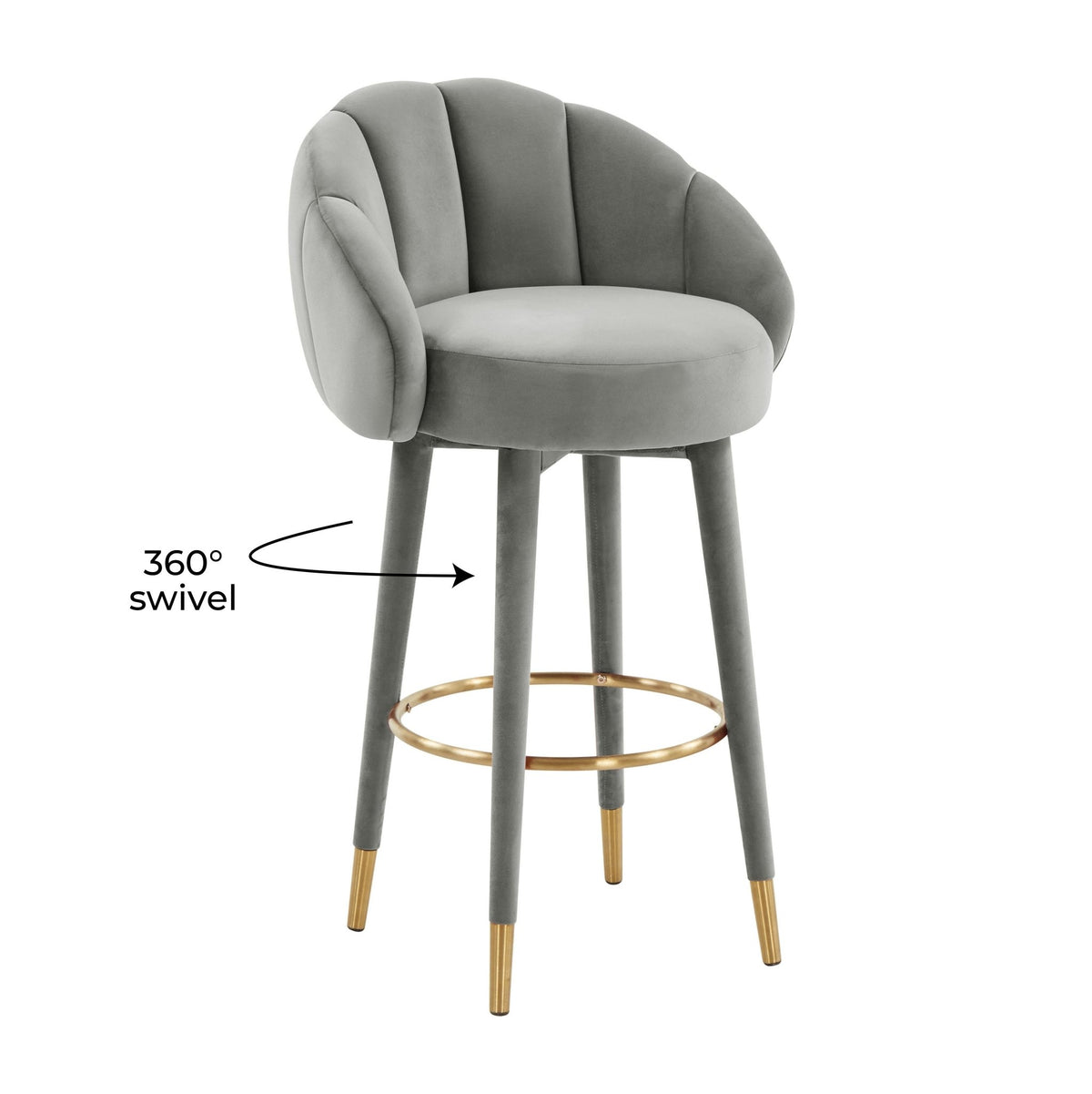 Myla Light Grey Swivel Bar Stool Counter Stools| TOV