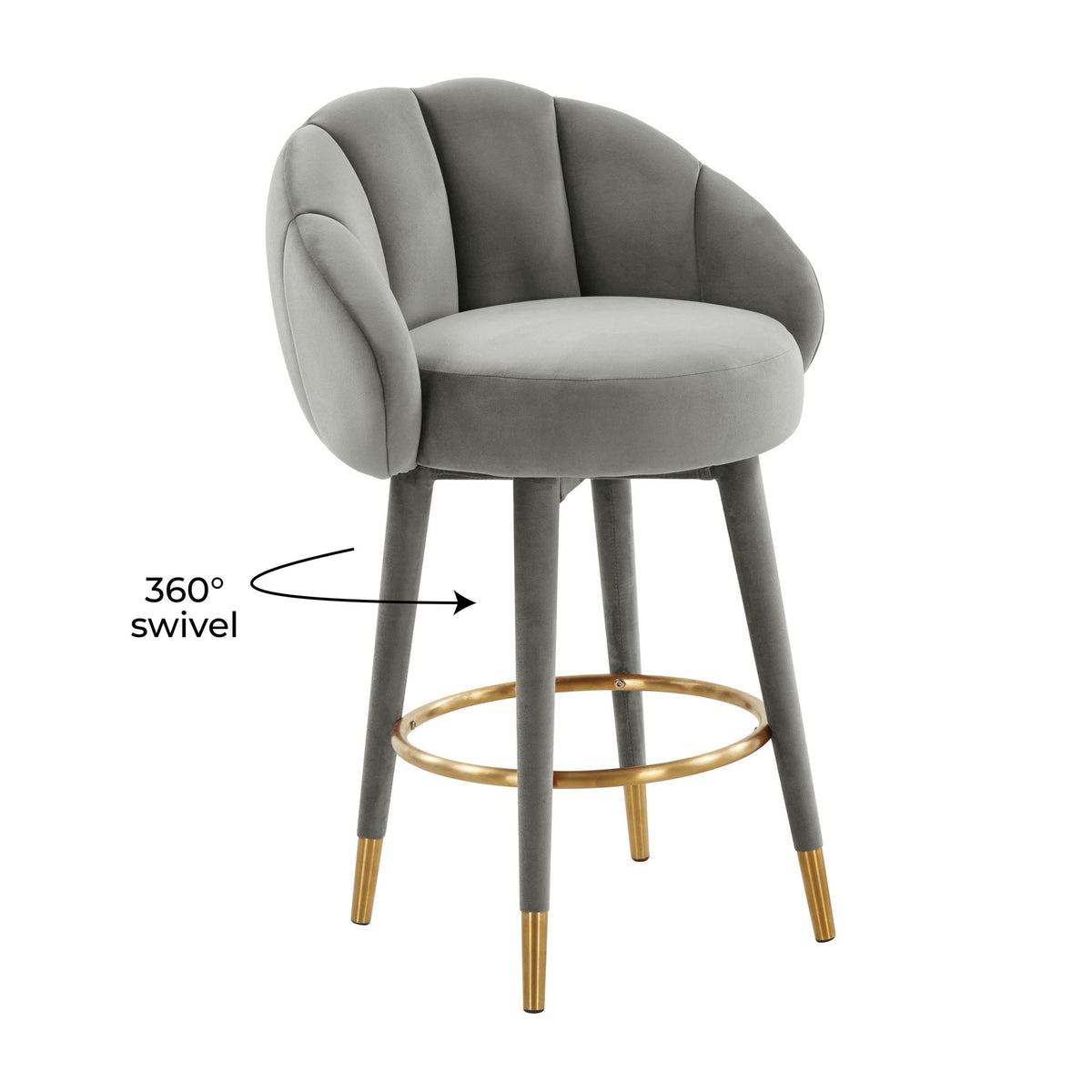 Myla Light Grey Swivel Counter Stool Counter Stools| TOV