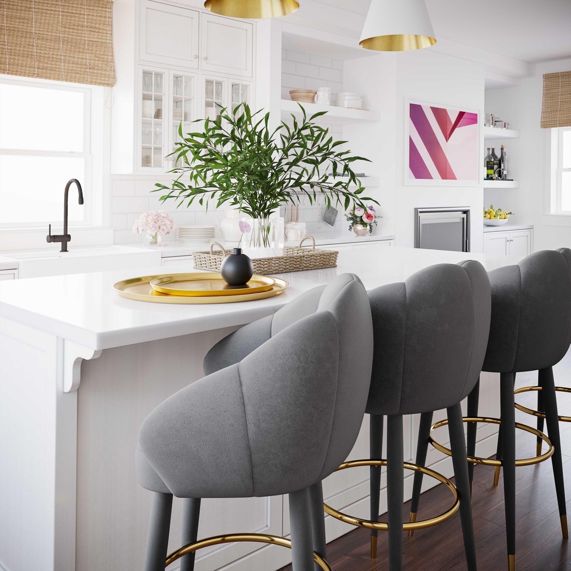 Myla Light Grey Swivel Counter Stool Counter Stools| TOV