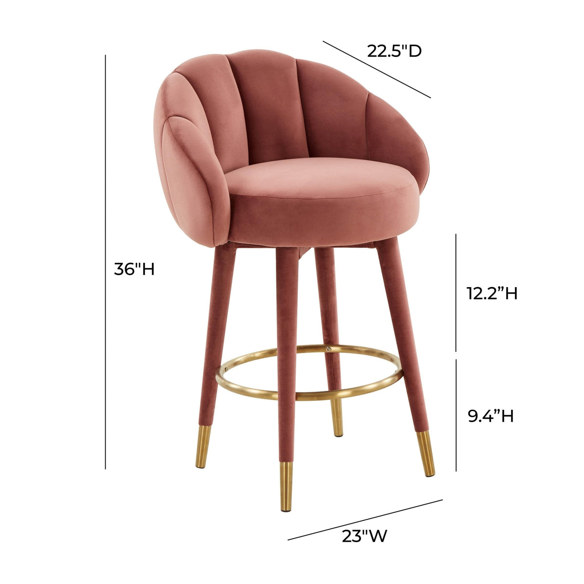 Myla Salmon Swivel Counter Stool Counter Stools| TOV