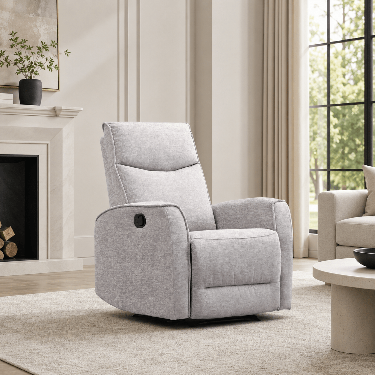 Nairobi Light Grey Manual Recliner Recliners| Roots Furniture