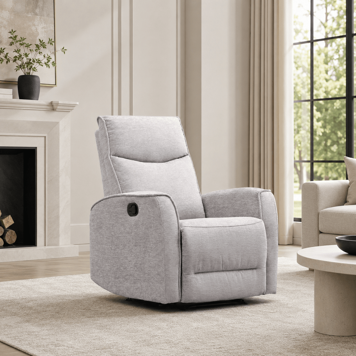 Nairobi Light Grey Manual Recliner Recliners| Roots Furniture