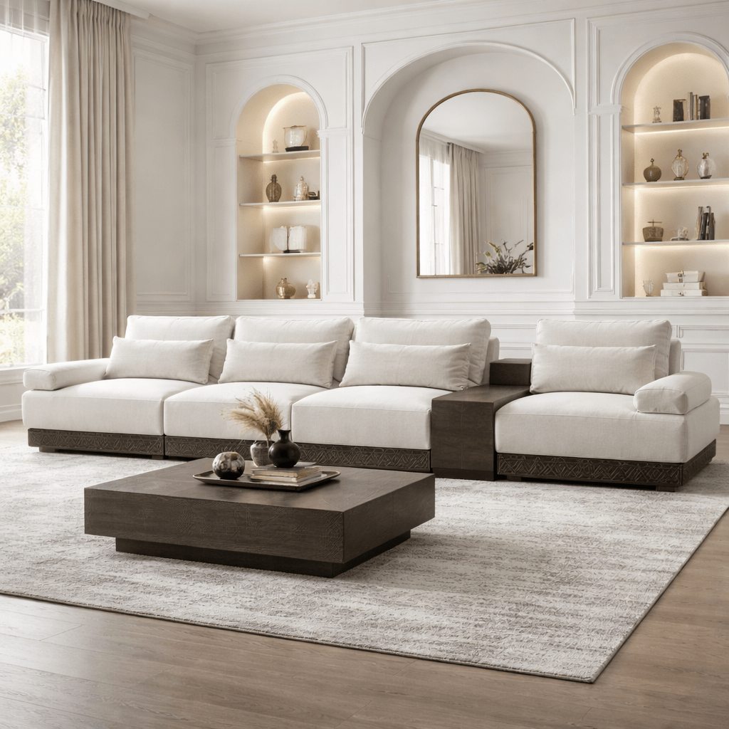 Najdi Majlis 5 Seater W/Wooden Table Sectionals| AlRugaib Furniture