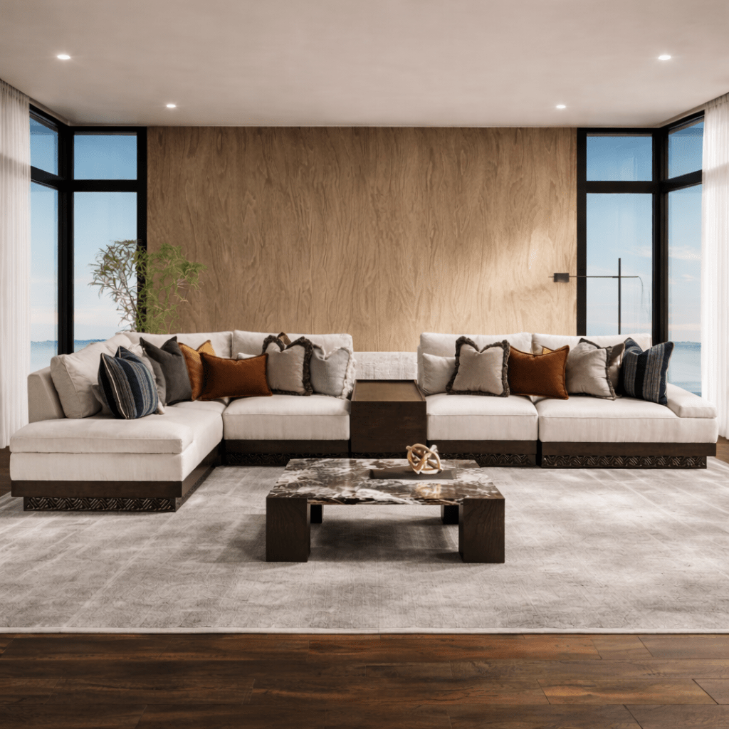 Najdi Majlis Modular Sectional W/Wooden Table W363XD313 Sectionals| AlRugaib Furniture