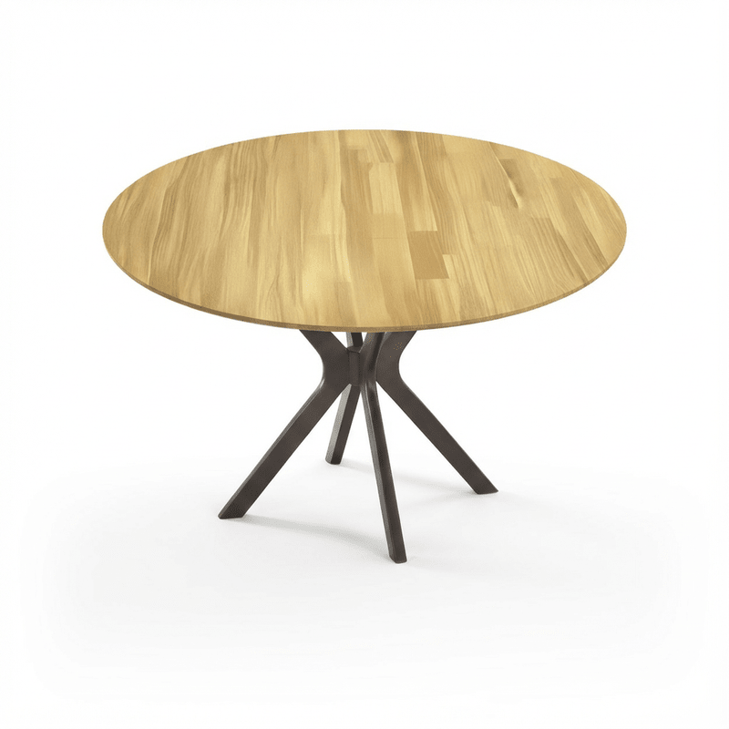 Napoli Round Natural Wood × Black Dining Set – Table + 4 Chairs – Natural elegance with a modern touch for medium spaces Dining Set| Otath