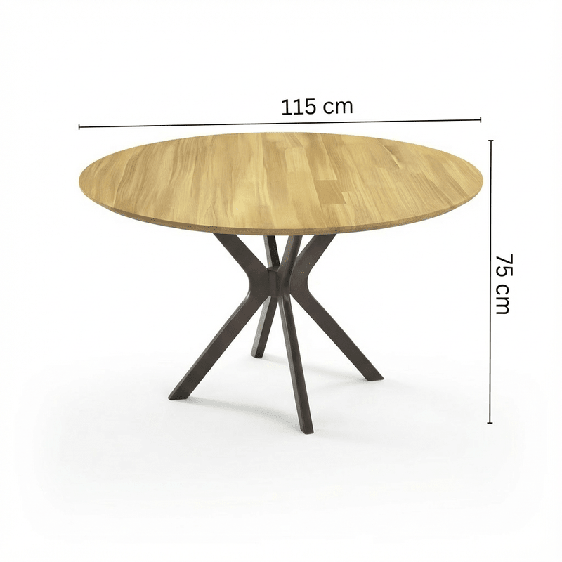 Napoli Round Natural Wood × Black Dining Set – Table + 4 Chairs – Natural elegance with a modern touch for medium spaces Dining Set| Otath