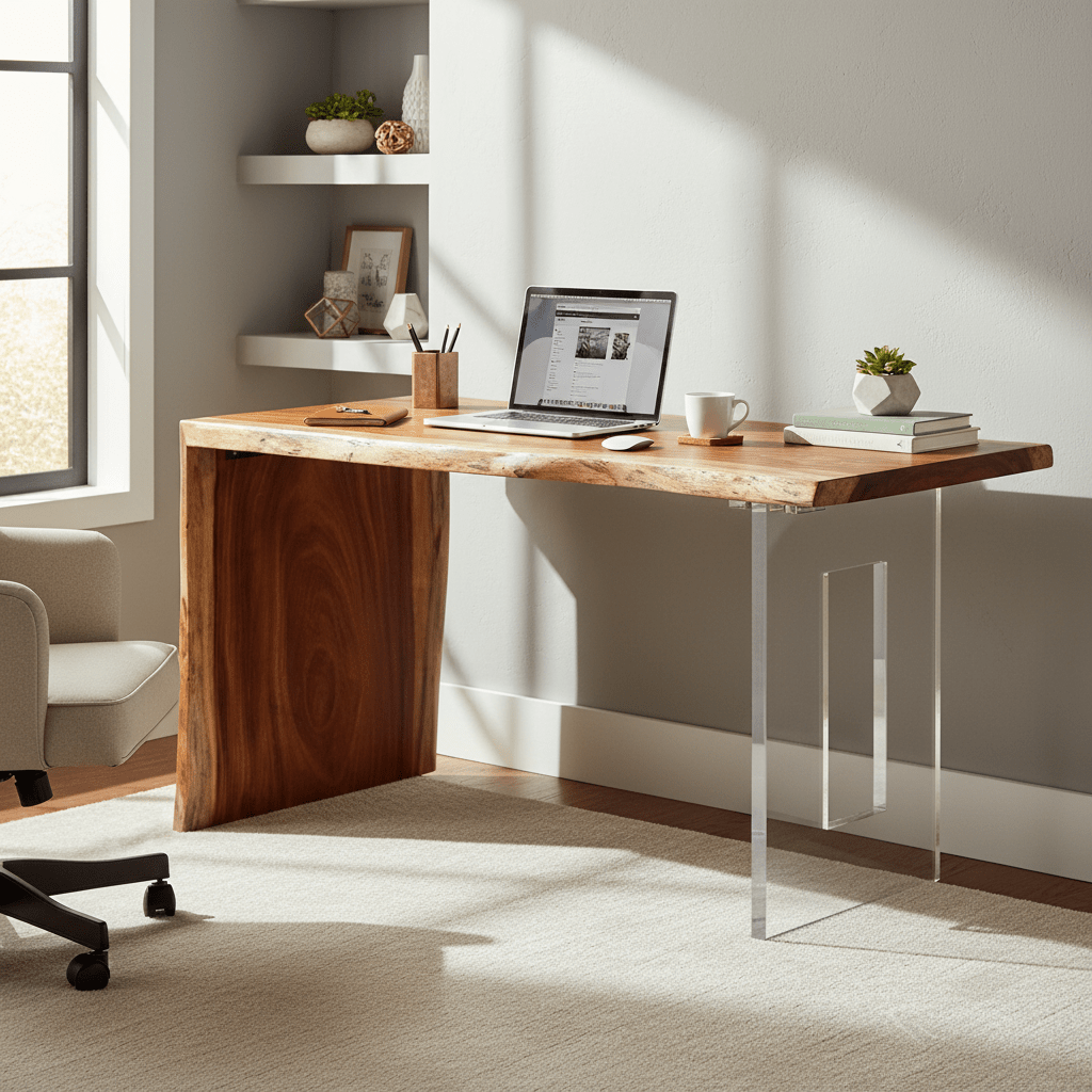 Natural Guanacaste 54" Waterfall Desk Desk| Fairfield Chair