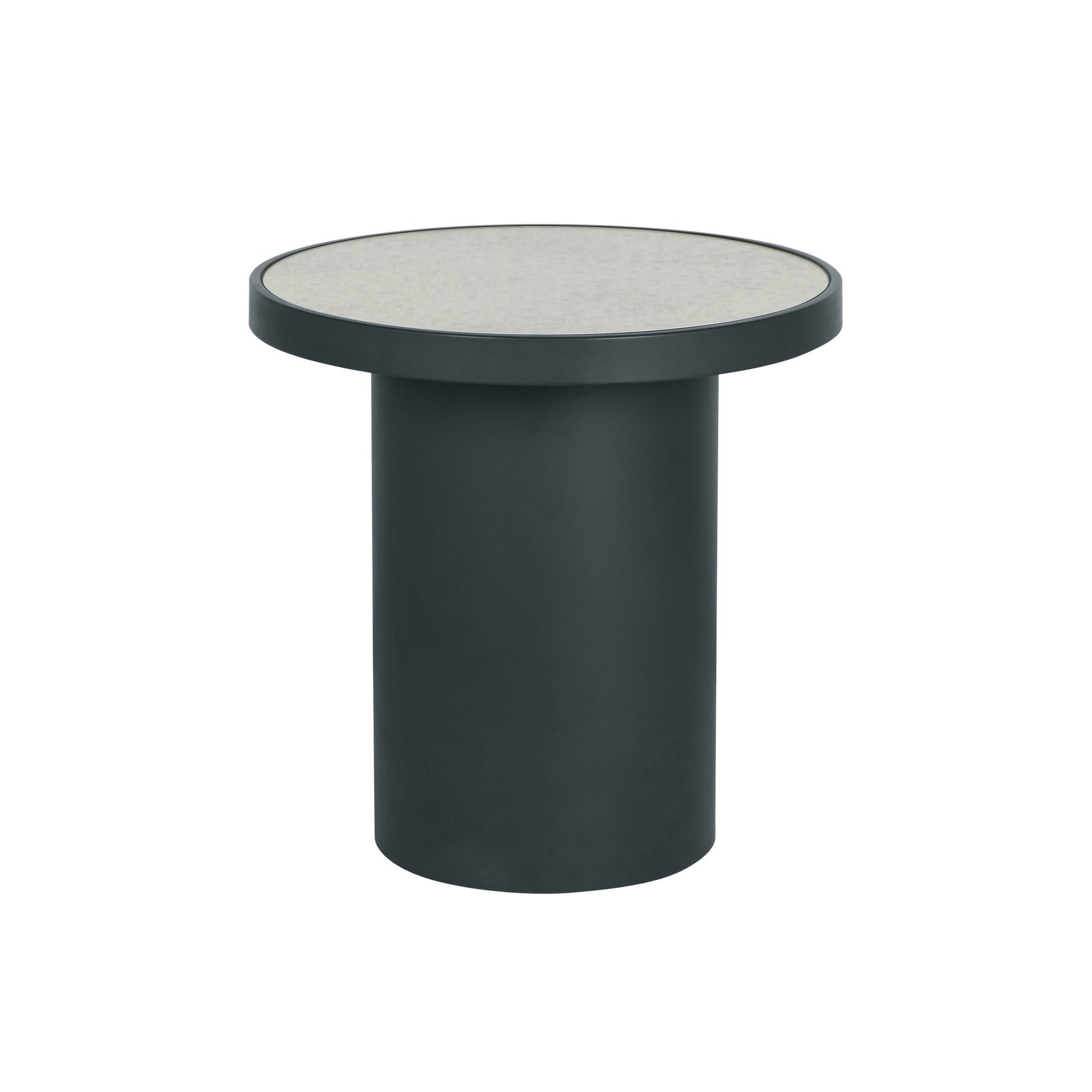 Nautilus Antique Silver Mirrored Side Table End Tables| TOV