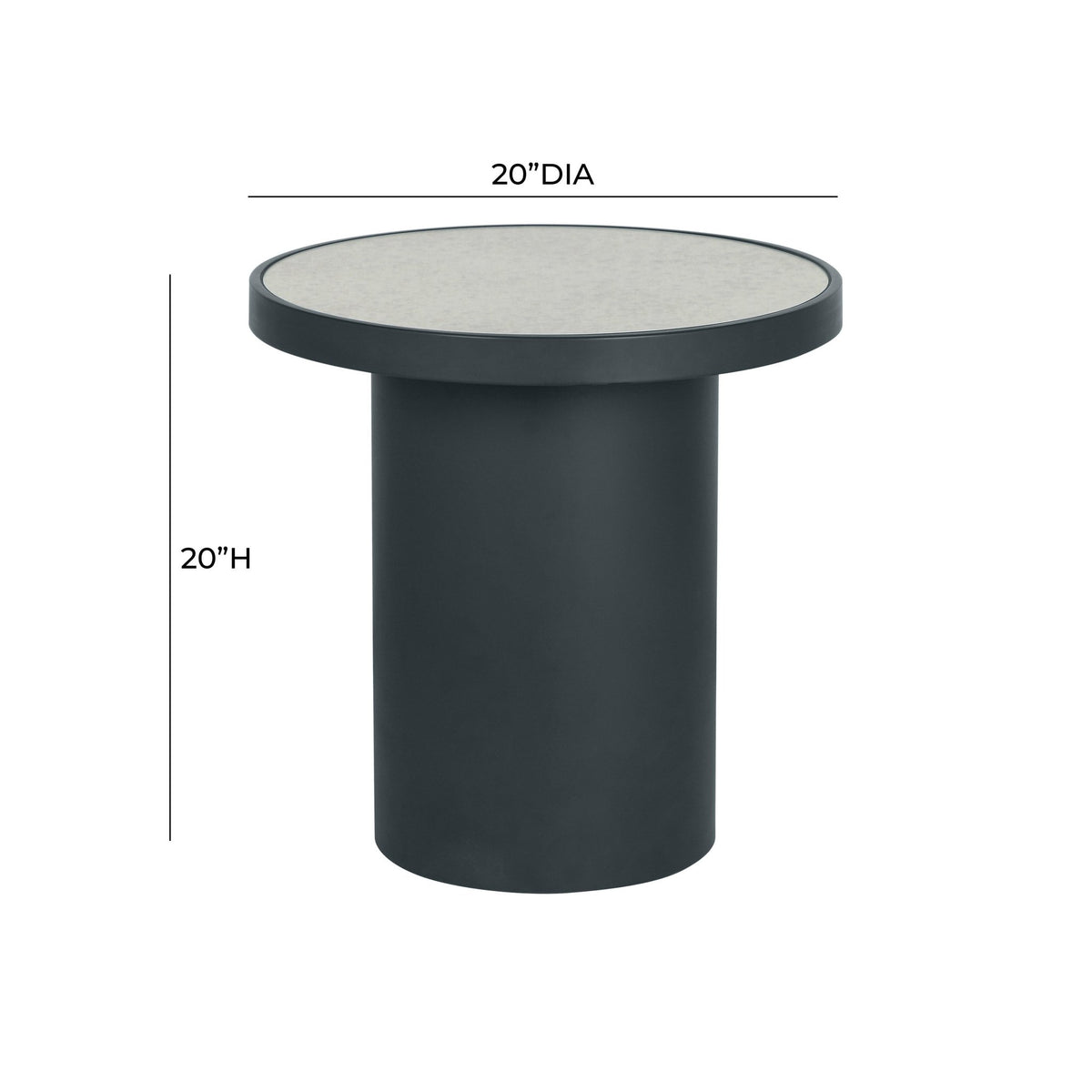 Nautilus Antique Silver Mirrored Side Table End Tables| TOV