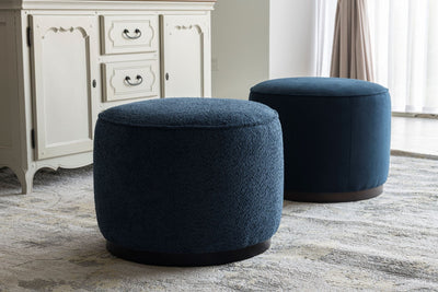 Navy Boucle Ottoman W55.5xH44cm - Al Rugaib Furniture