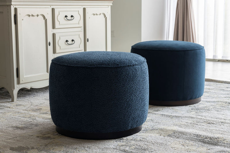Navy Boucle Ottoman W55.5xH44cm - Al Rugaib Furniture