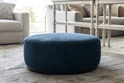 Navy Boucle Ottoman W91xH36cm - Al Rugaib Furniture